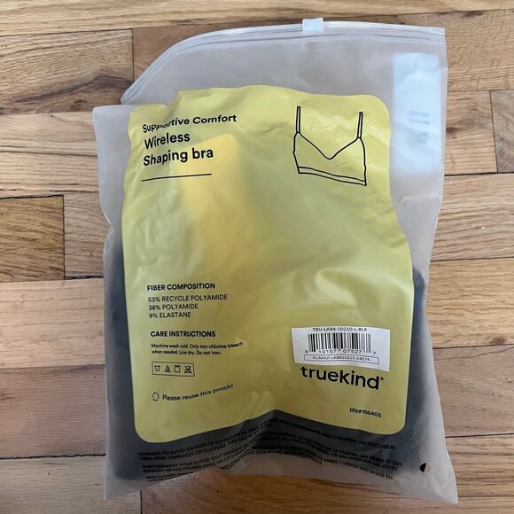 NEW TrueKind Women's L Supportive Comfort Wireless Shaping Bra Black T Shirt - Picture 7 of 8